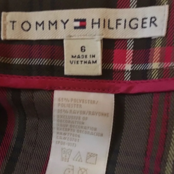 TOMMY HILFIGER Olive Green Taupe Pink Plaid School Girl Kilt Skirt Size 6 CDW - Picture 3 of 8